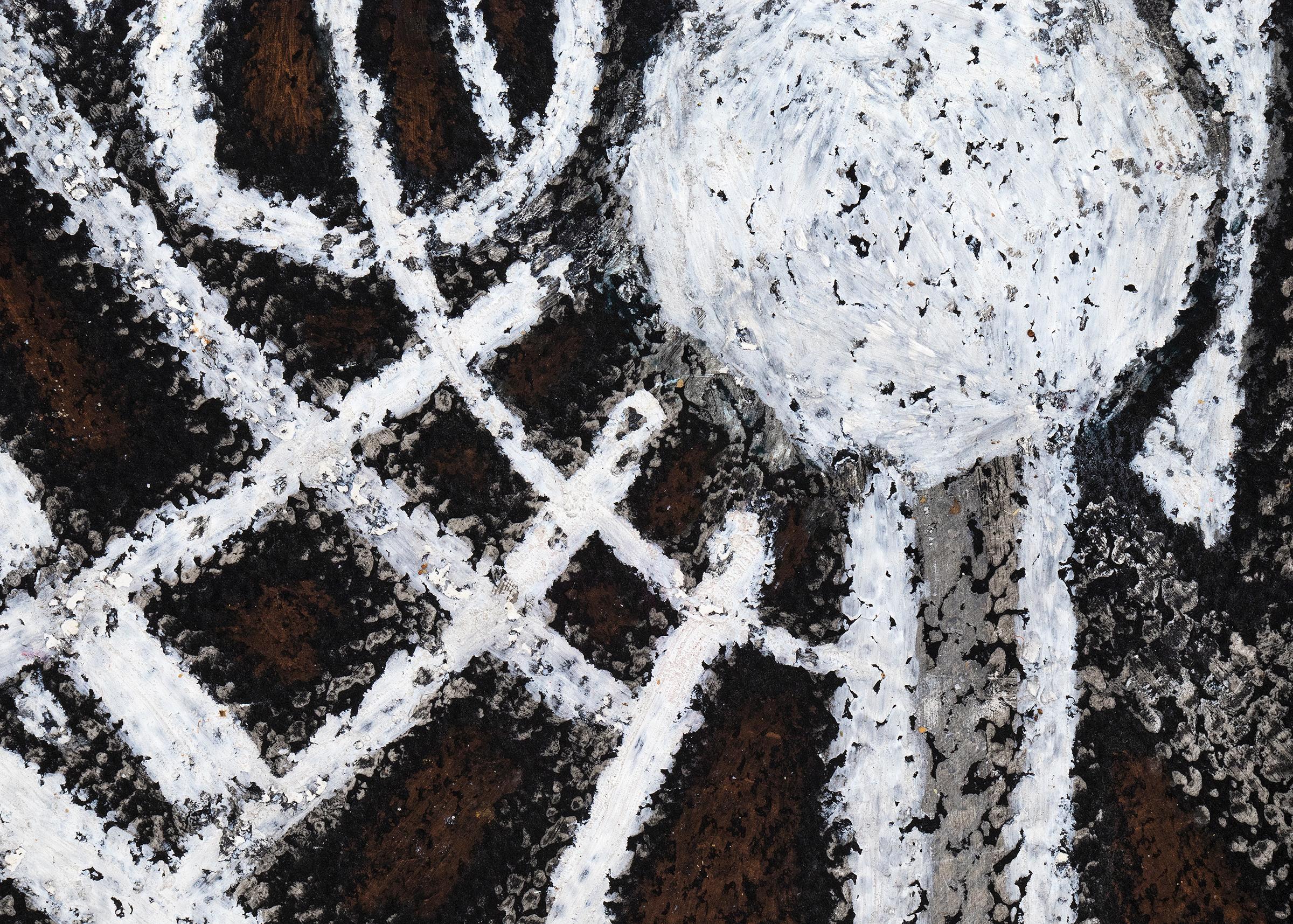 Frost Flowers, 1960s Mid-Century Pastel & Ink Drawing in Grayscale Tones For Sale 1