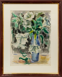 “Datura Stramonii” Watercolor by Werner Drewes  Vintage Modernist Art