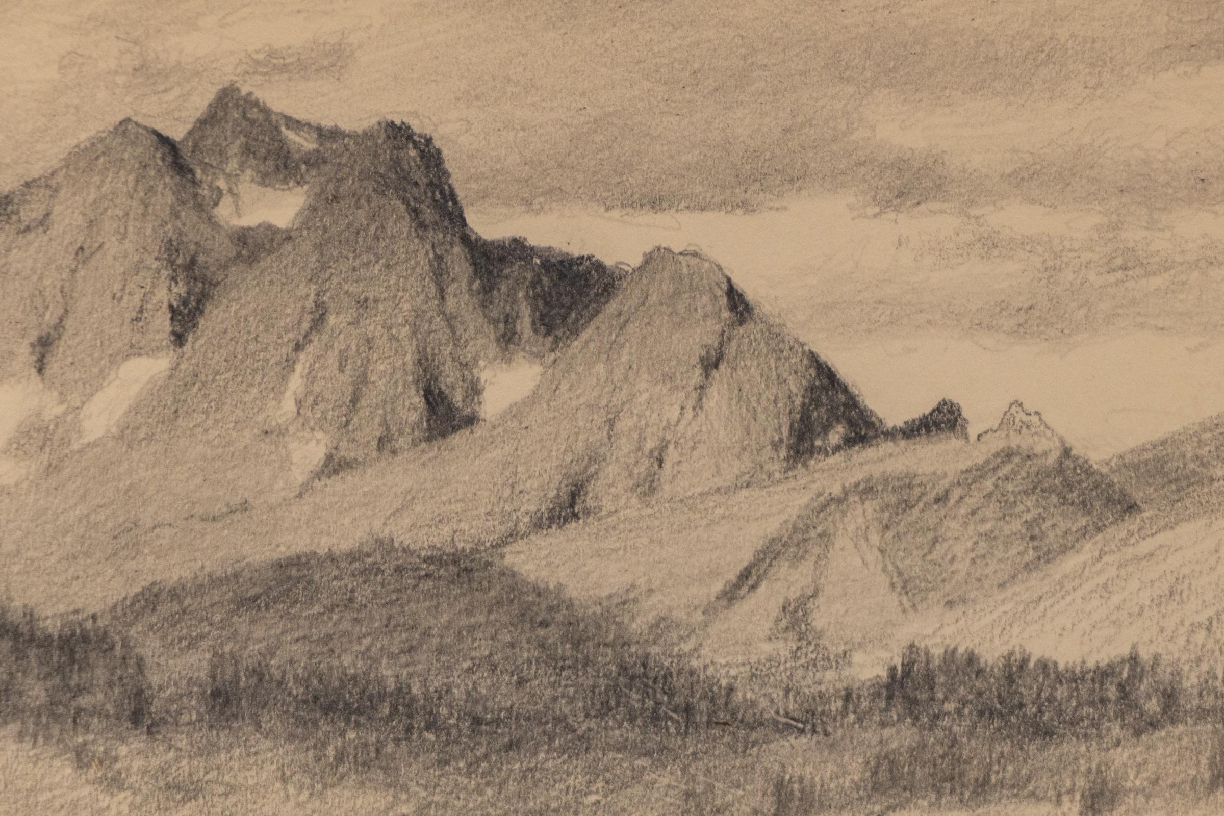 1910 Colorado Plein Air Paisaje Dibujo - Montañas, Valle y Campo en venta 1