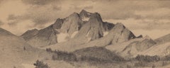 1910 Colorado Plein Air Landschaftsskizze - Berge, Tal & Feld Zeichnung