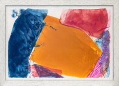 1980s Abstract Watercolor Painting – Vibrant Modernist Color Composition