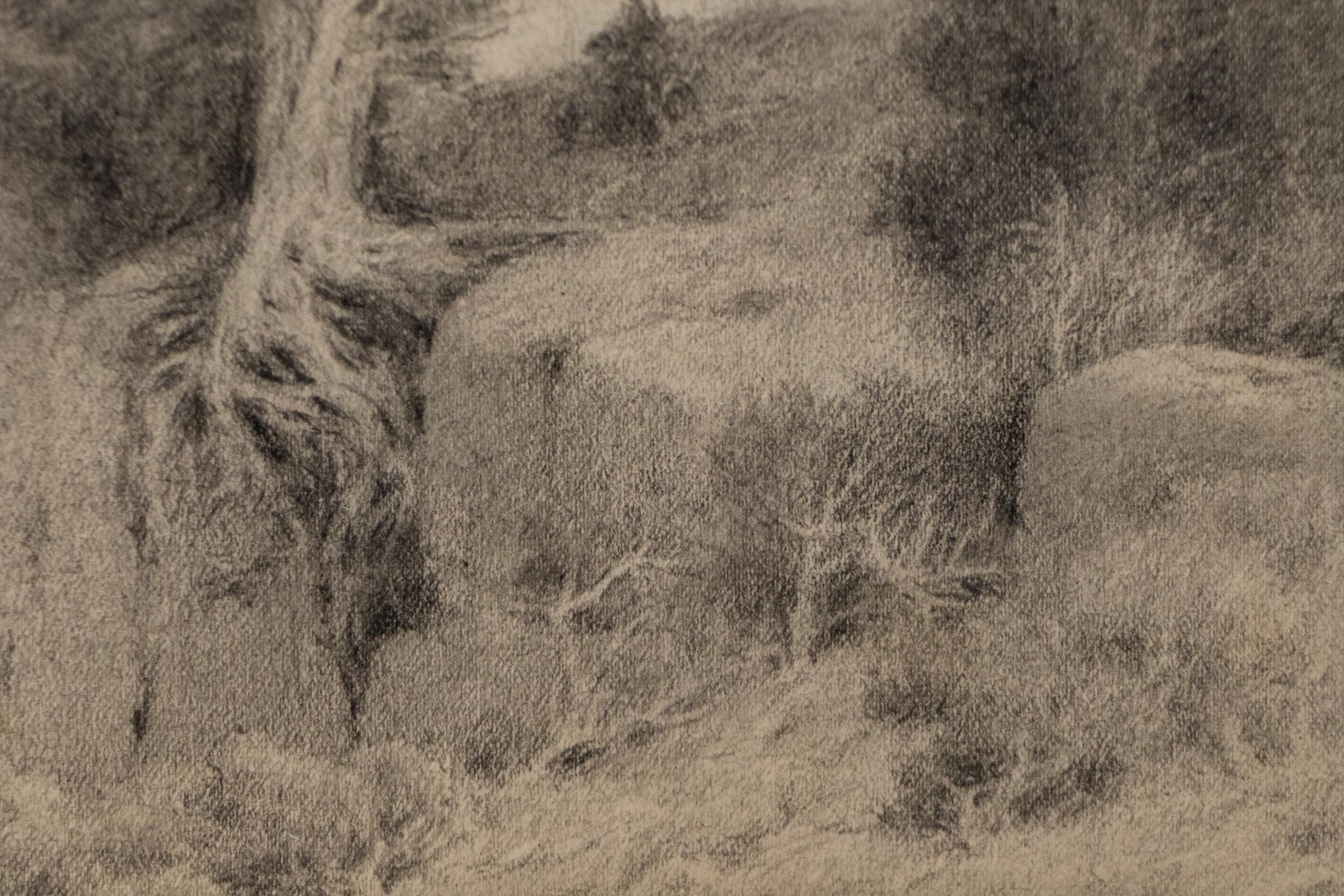 1910 Colorado Canyon Sketch, Plein Air Graphite Landscape Drawing - Brown Landscape Art by Charles Partridge Adams