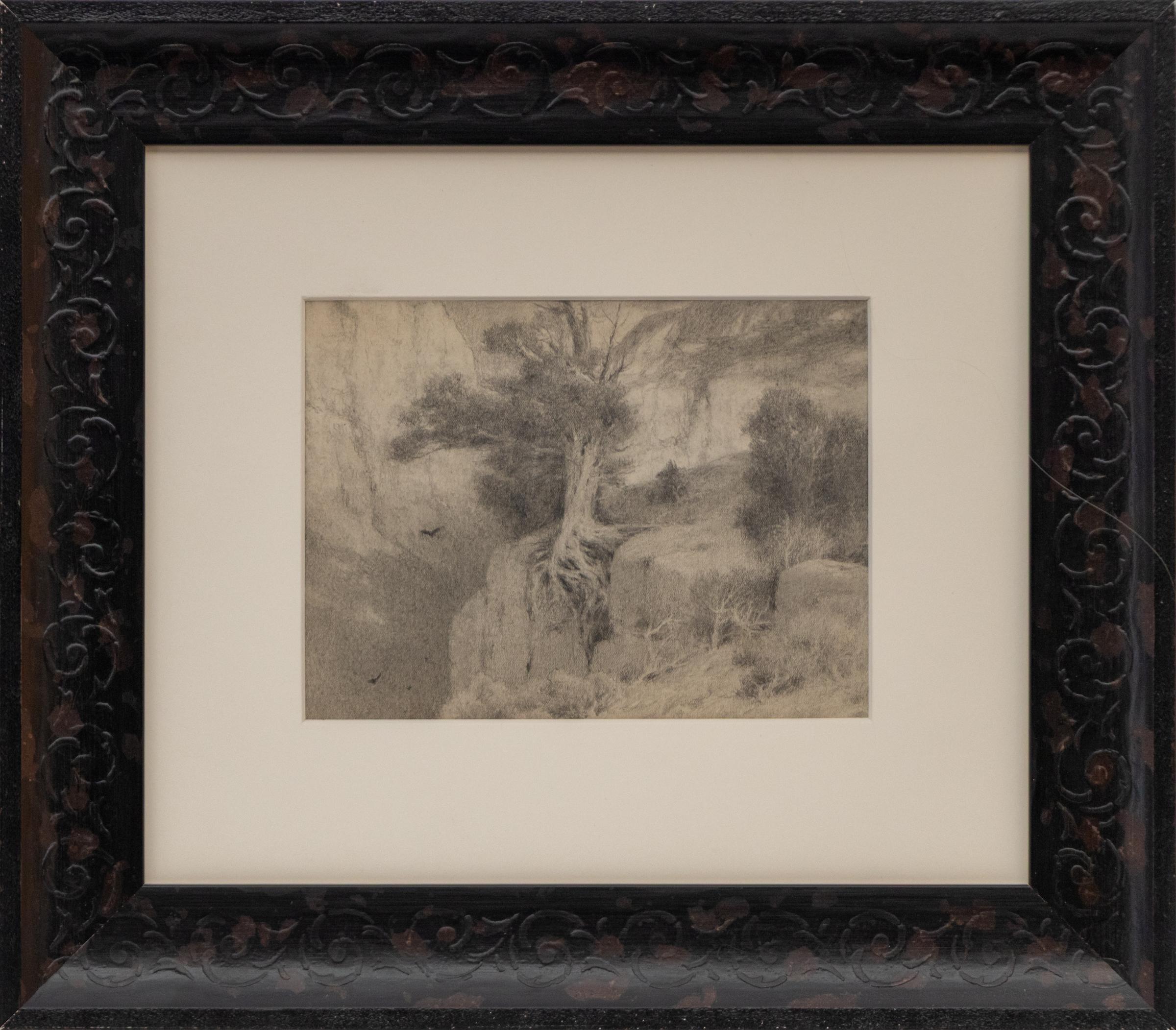 1910 Colorado Canyon Sketch, Plein Air Graphite Landscape Drawing - Art by Charles Partridge Adams