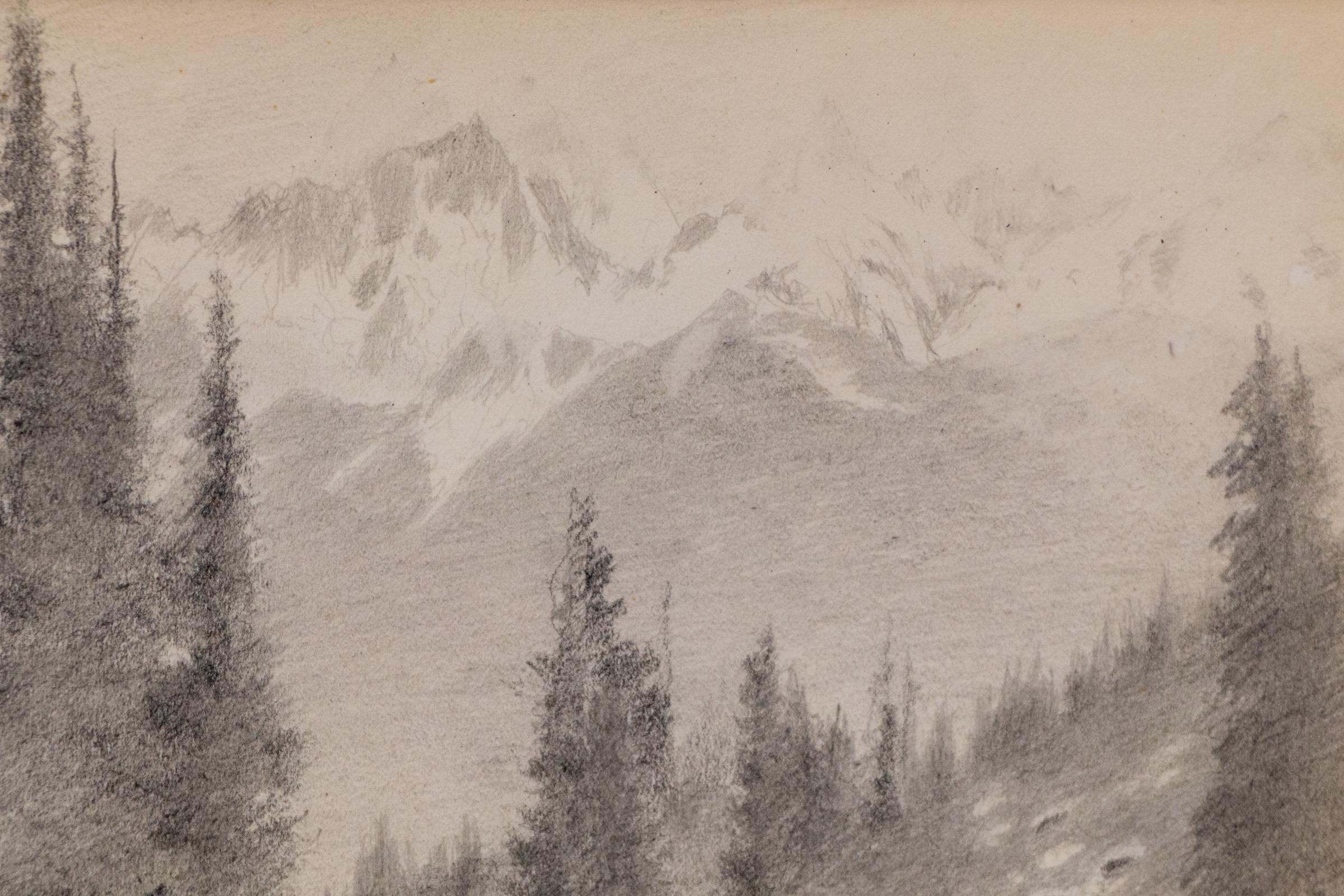 Charles Partridge Adams 1910 Graphit-Zeichnung von Twin Sisters Peaks, Colorado im Angebot 4