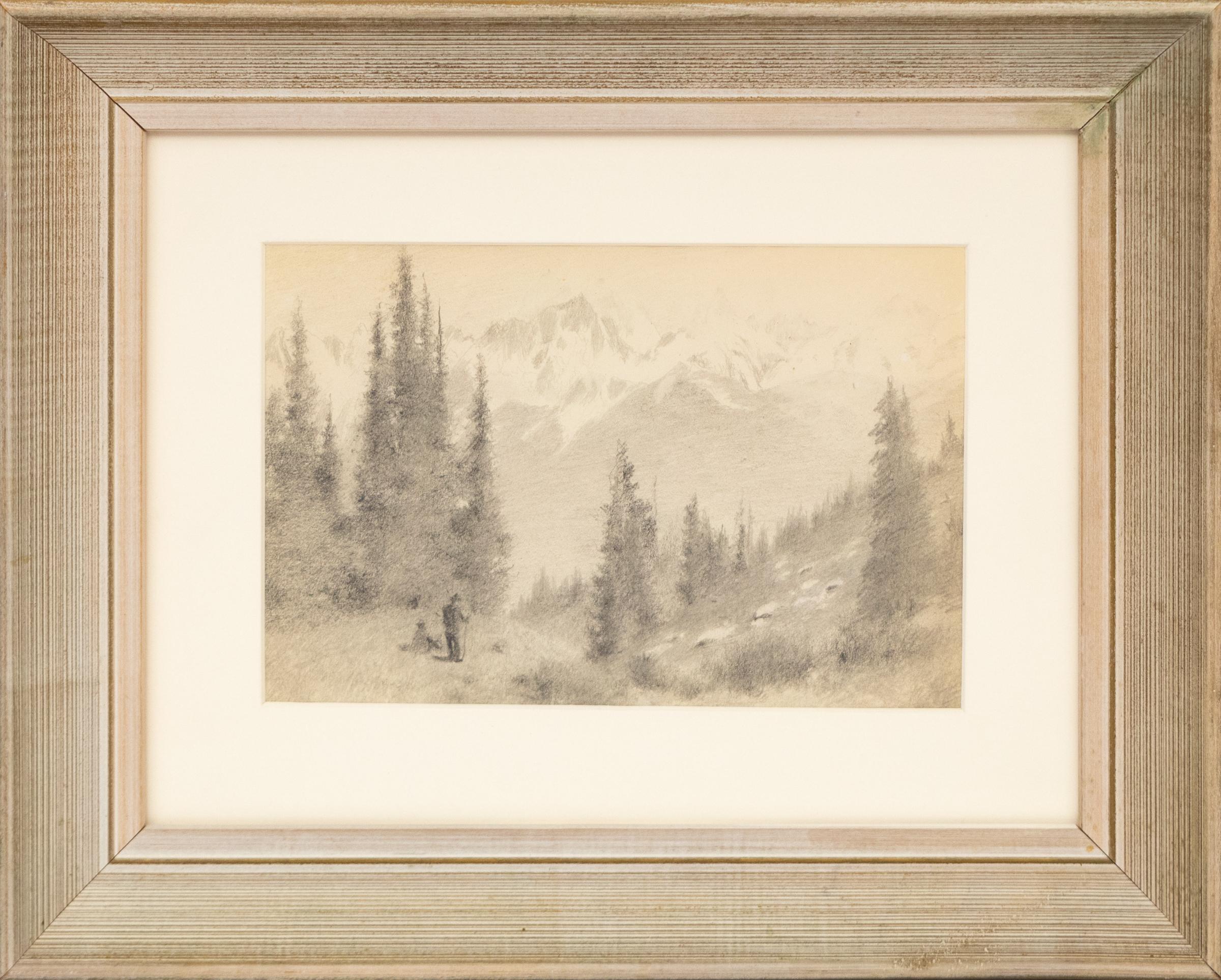 Charles Partridge Adams 1910 Graphit-Zeichnung von Twin Sisters Peaks, Colorado im Angebot 1