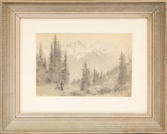 Charles Partridge Adams 1910 Graphite Drawing of Twin Sisters Peaks, Colorado