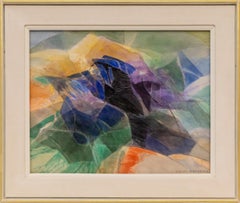 Abstract Colorado Landscape Watercolor Painting, Signed Artwork