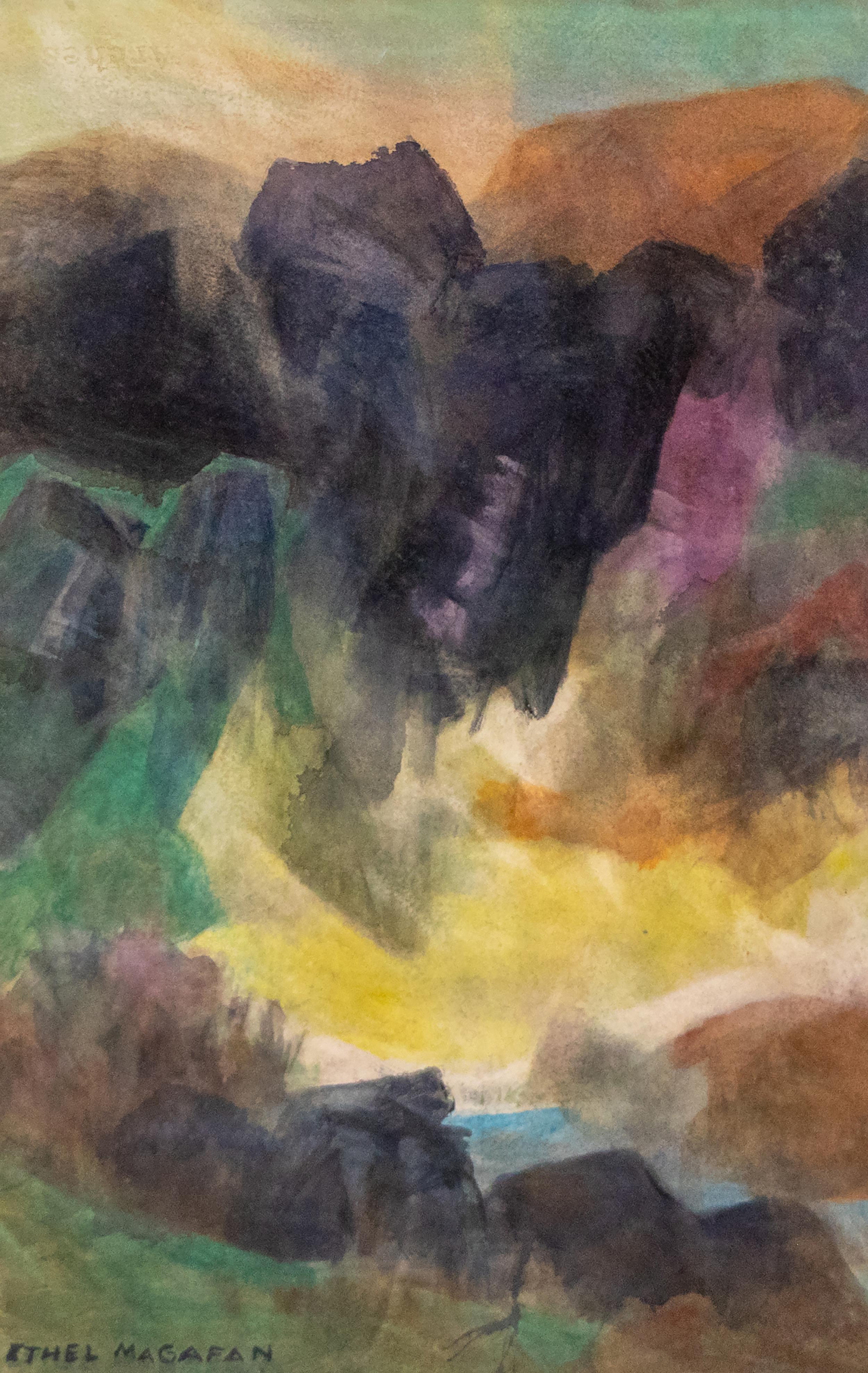 Ethel Magafan Remembered Valley Aquarelle Colorado Landscape Painting (peinture de paysage du Colorado)