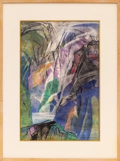 Ethel Magafan 1982 Colorado Canyon Watercolor, Abstract Landscape