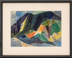 Ethel Magafan Abstract Colorado Mountain Landscape Watercolor Modernist