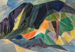 Ethel Magafan Paisaje montañoso abstracto, Colorado Escena nocturna modernista