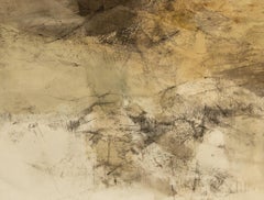 Gene Matthews Minimalist Abstract Watercolor, Neutral Tones, Framed