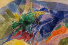 Ethel Magafan "Mondo delle valli" Acquerello colorato astratto modernista del Colorado