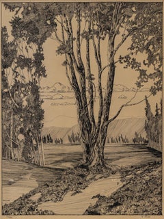 Beulah House, Beardsley, 1931 – Peinture moderniste représentant un paysage de montagne du Colorado