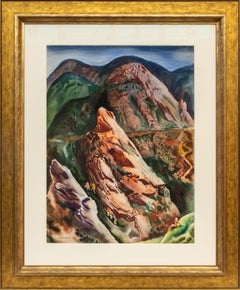 Vance Kirkland "Tourists" 1942 Watercolor Colorado Landscape Painting