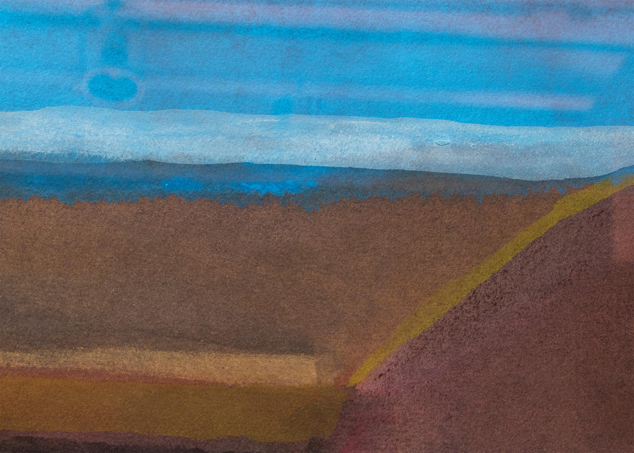Untitled (Abstract Painting in Shades of Blue, Brown, Reddish Pink and Yellow) 3