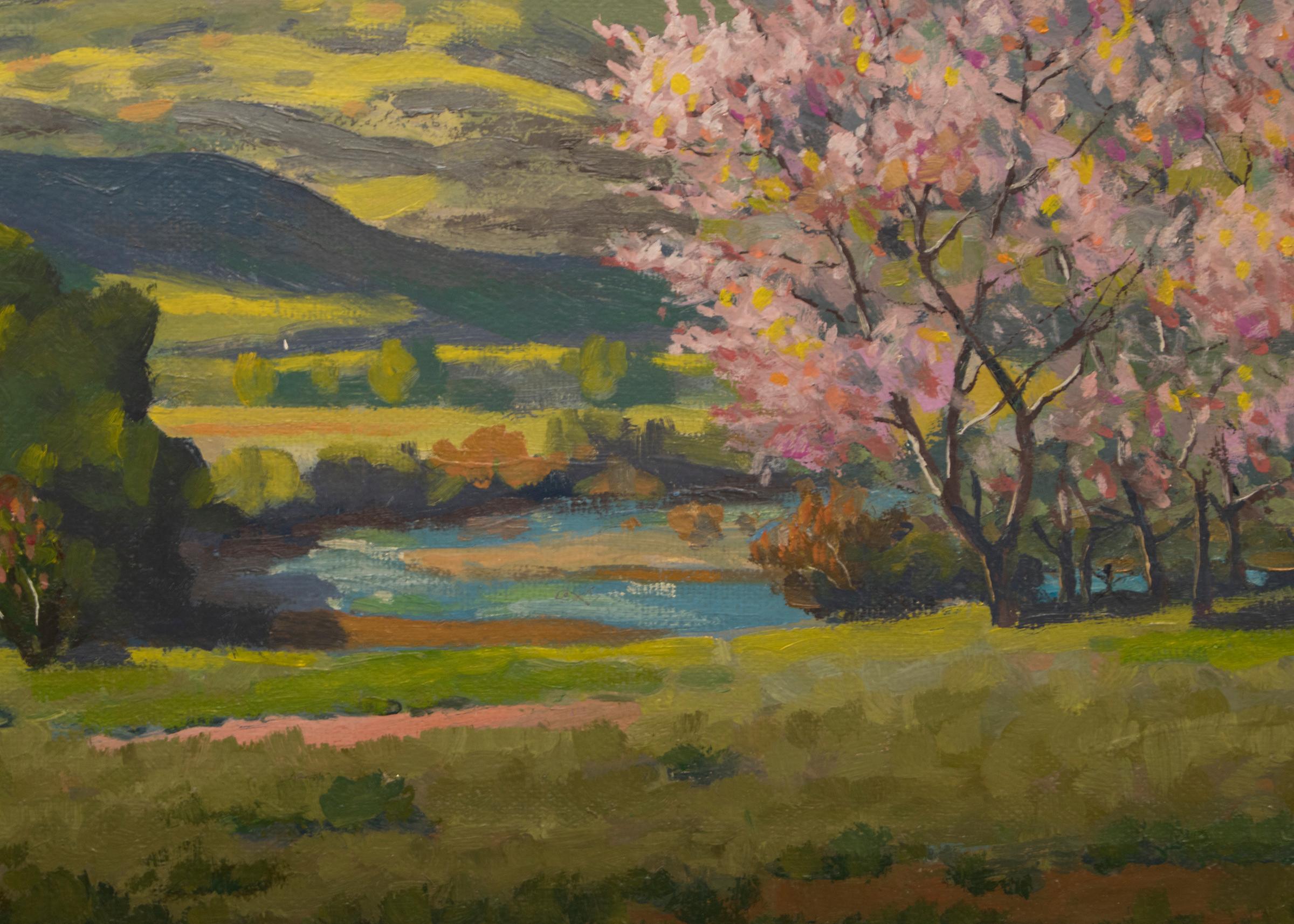 Peach Blossoms - American Realist Painting by Harold Skene