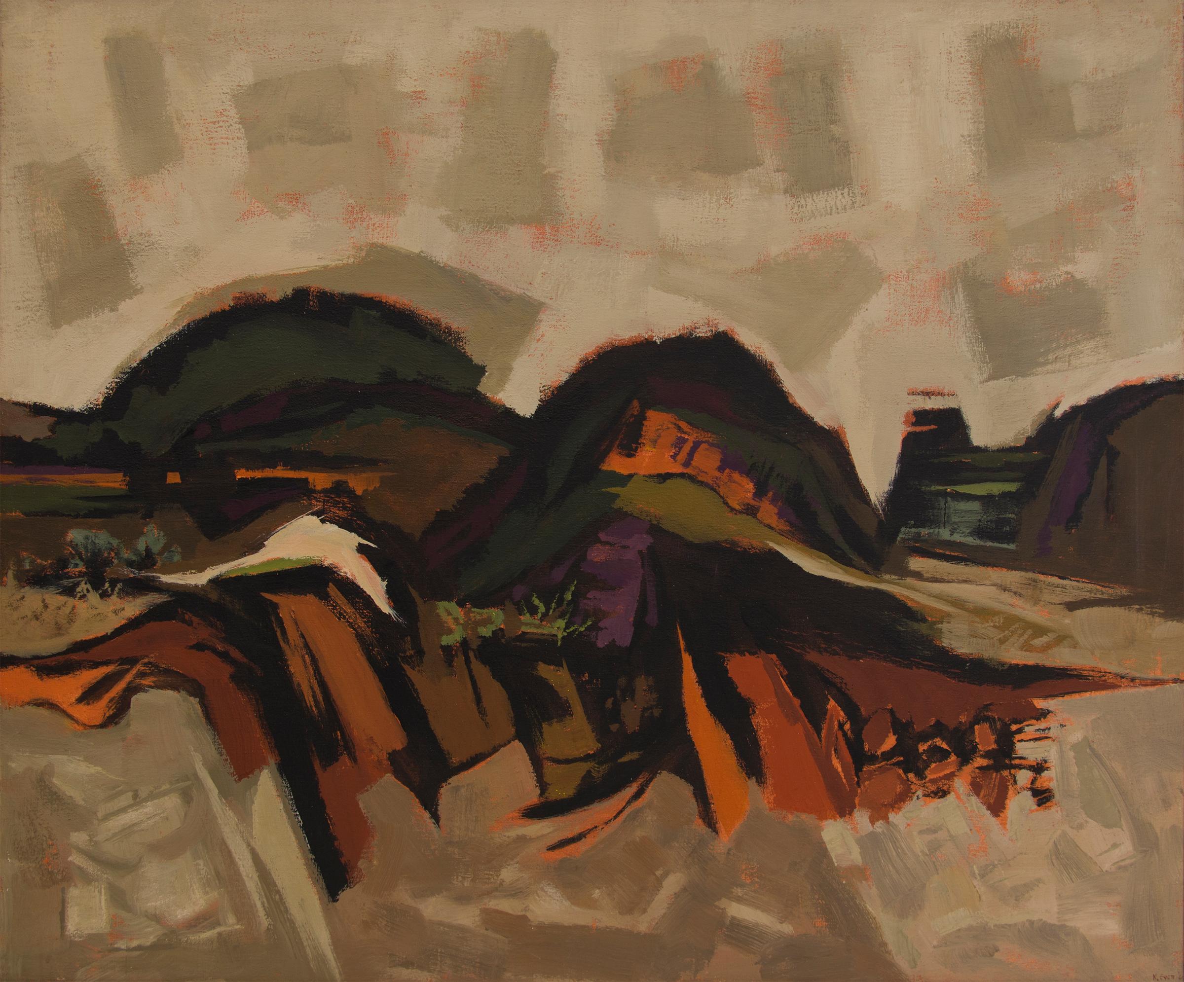 Western Landscape (Abstract Modernist Mountains) - Painting by Kenneth Evett