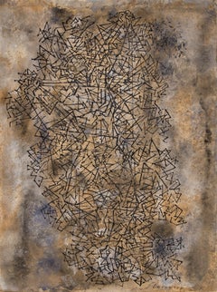 Ward Lockwood “Web” 1950s Abstract Mixed Media Painting, Taos Modernist
