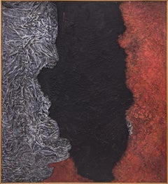 Evolution der Götter (Abstraktes Gemälde in Rot:: Schwarz:: Grau und Weiß)
