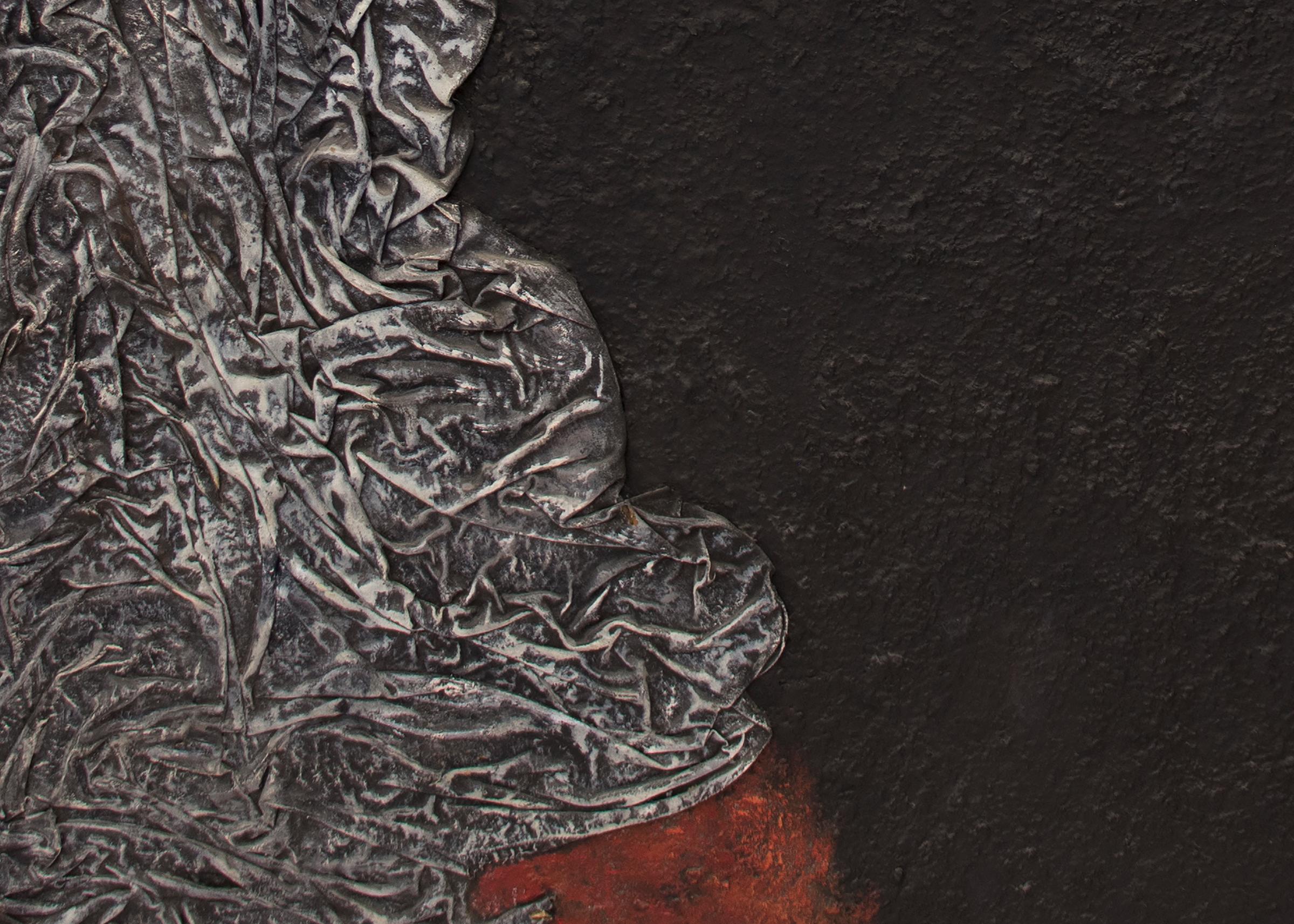 Evolution der Götter (Abstraktes Gemälde in Rot:: Schwarz:: Grau und Weiß) 1