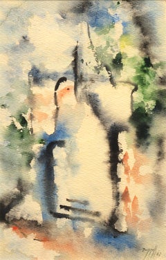 Charles Ragland Bunnell Abstract Expressionist Watercolor, Mid-Century Modern
