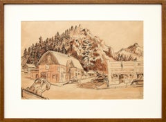 Estes Park Colorado American Modernist Watercolor Landscape Painting, WPA 1930s