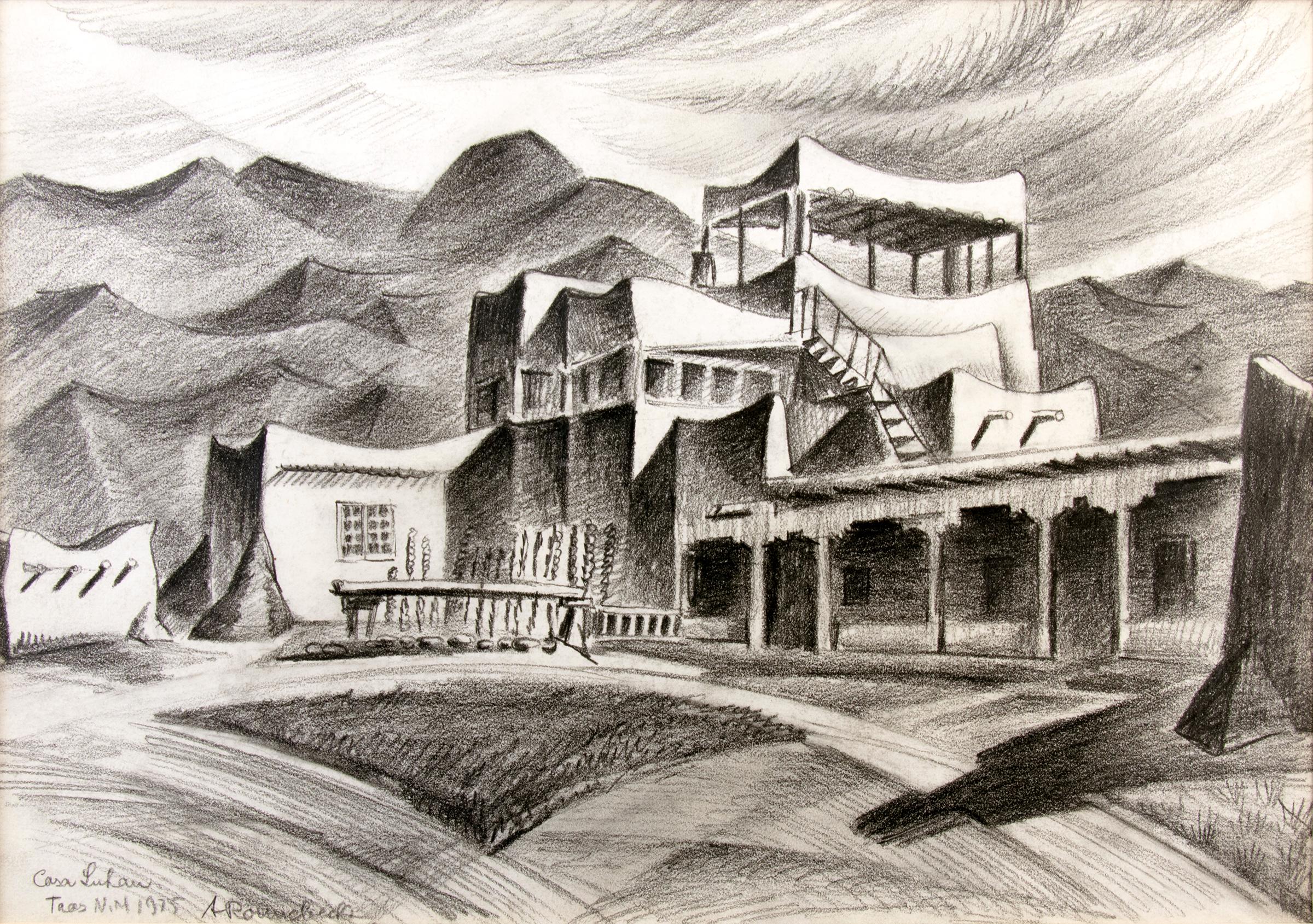 Casa Luhan, Adobe Home of Mabel Dodge Luhan, Taos, New Mexico, Landscape - Art by Arnold Ronnebeck