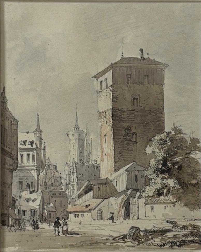 Braune, graue und rosafarbene Lavierungen auf beigem Papier
4 x 3 3/4 Zoll (10 x 9,5 cm)
Unterschrieben: In Nürnberg

Provenienz
Vom Künstler in Auftrag gegeben von Daniel Wadsworth Coit (1787 - 1876), und somit durch Abstammung über fünf