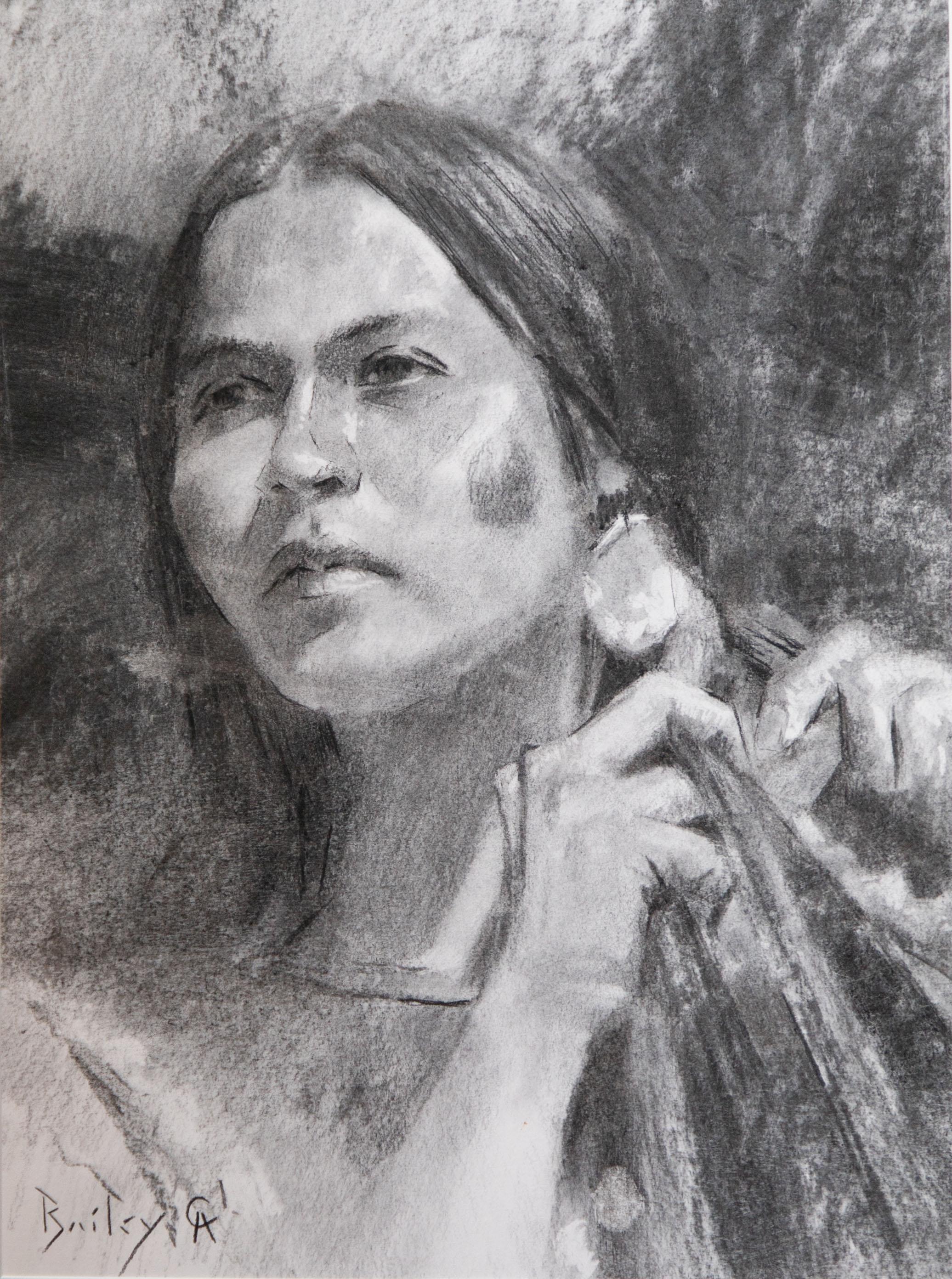 Crow Maiden - Realist Art by Brandon Bailey