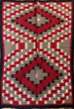 Navajo Weaving - Black, Red and White Diamond Pattern