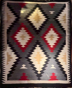 Navajo Weaving - Manta con diseño de rombos de color tostado, rojo, gris y negro