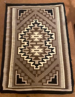 Navajo Weaving - Brown, Gray, and Black with a Diamond Center and Pattern