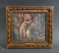 Antique Gaston La Touche (1854-1913) "Nymph in the Forest" Watercolor