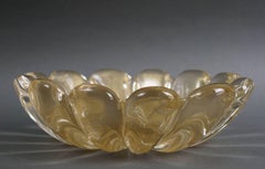 Archimede Seguso Murano Vetro Oro Ciotola Anni 70 Firmato