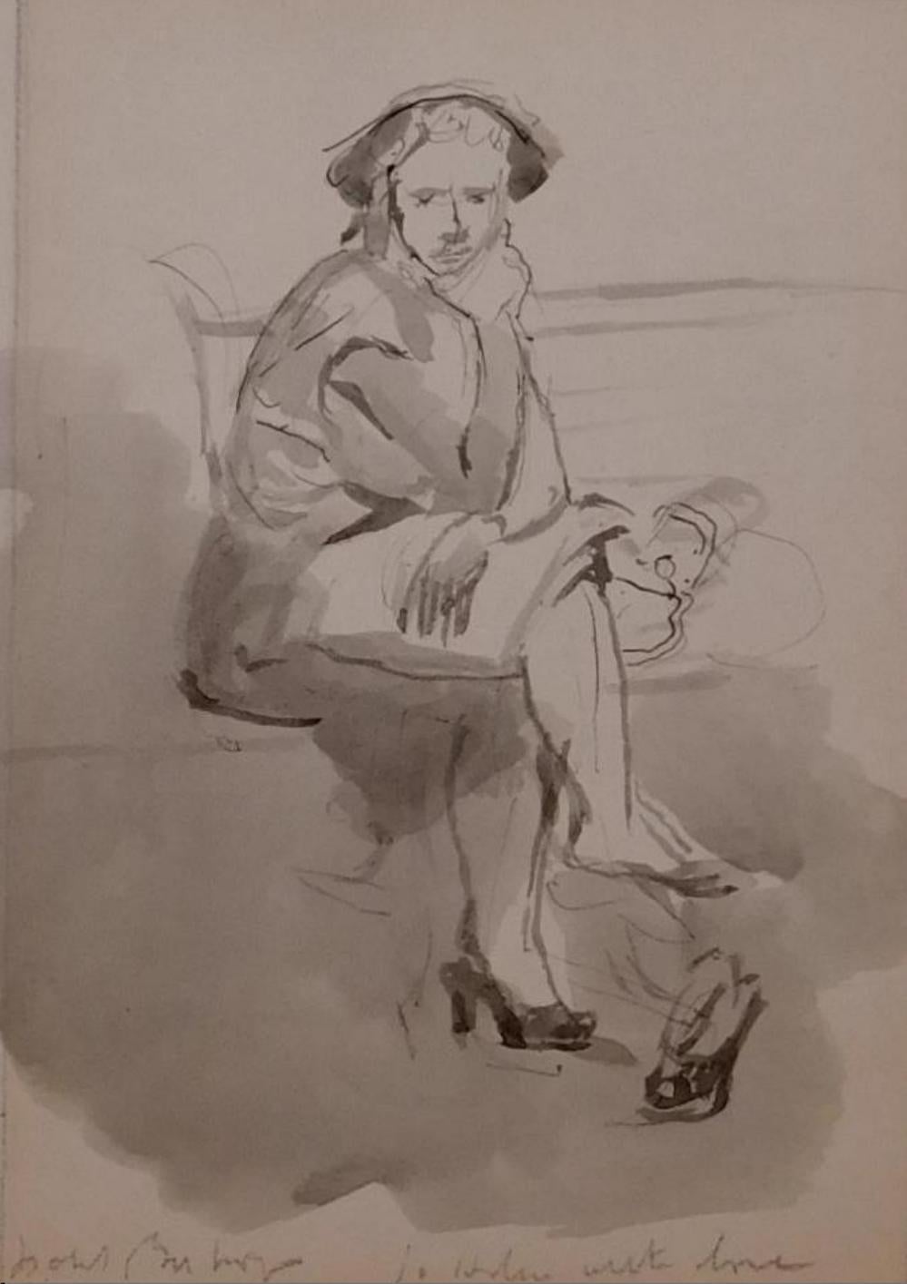 Isabel Bishop Tinta Lavada, Mujer Sentada - Circa 1940's