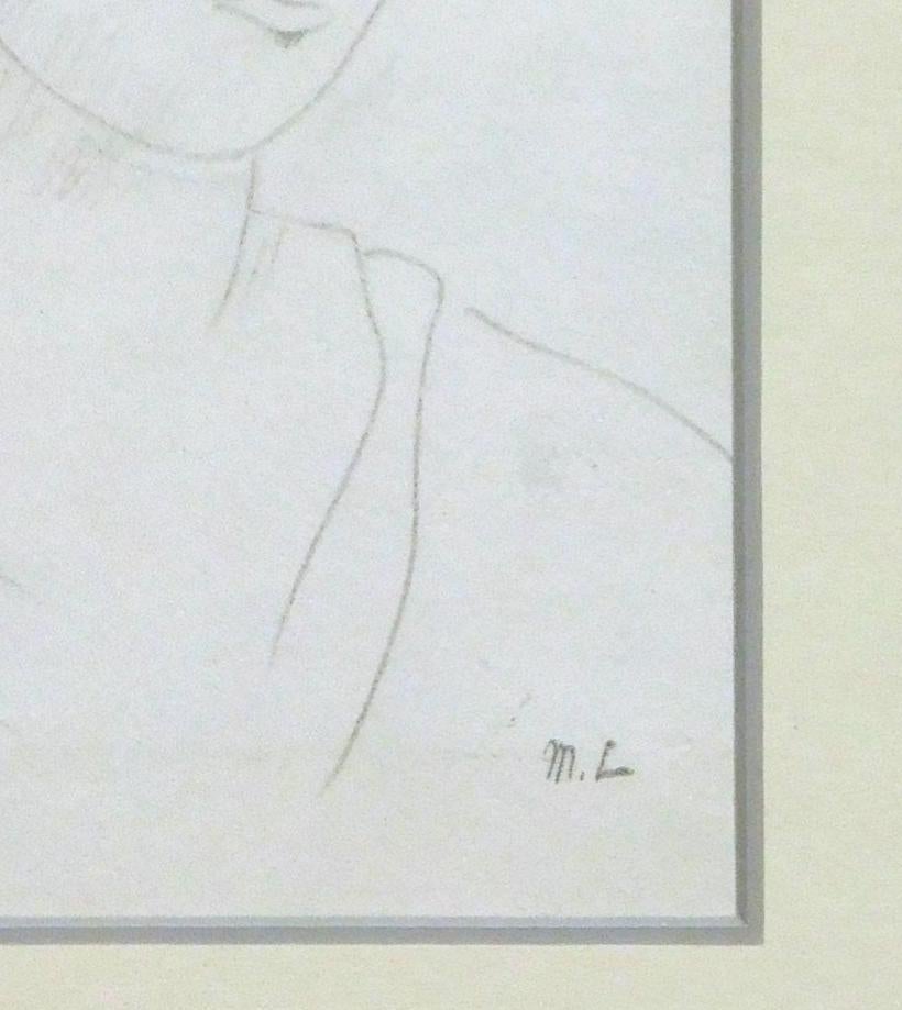 Le dessin original en graphite de Marie Laurencin - Portrait de femme en vente 3