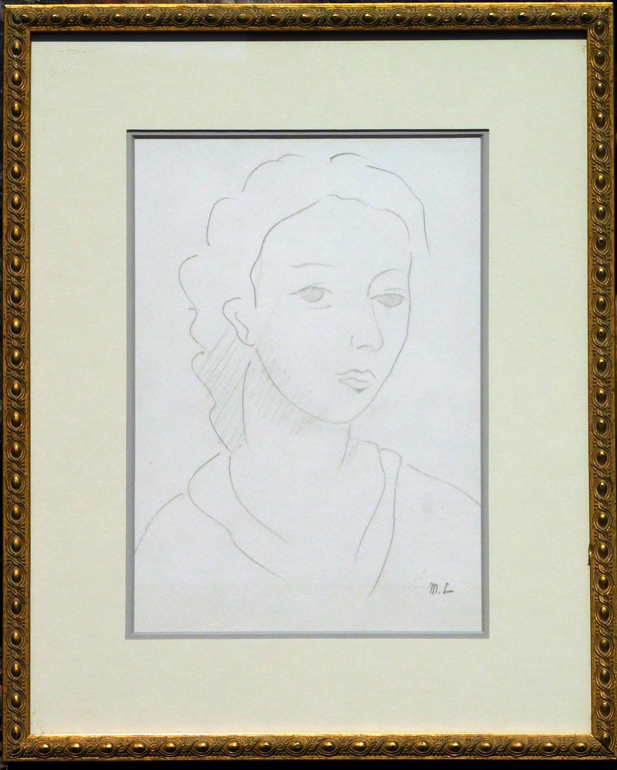 Original Graphitzeichnung von Marie Laurencin – weibliches Porträt