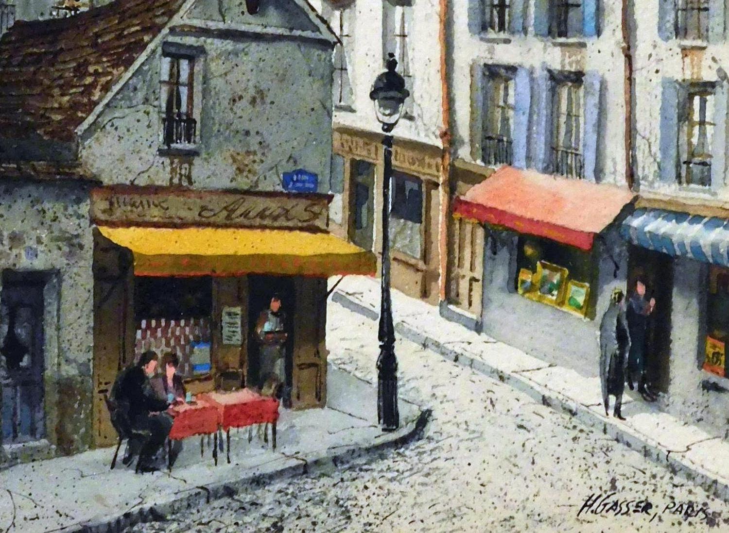 Henry Gasser Aquarelle Sujet français 