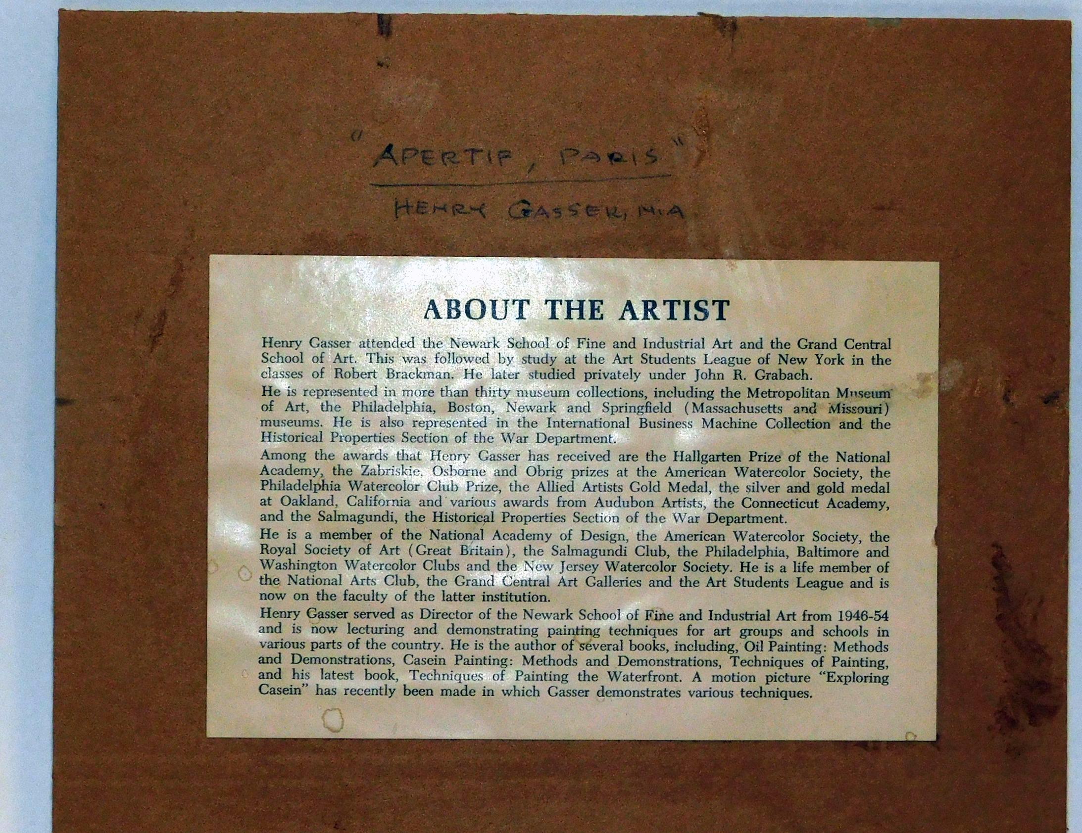 Henry Gasser Aquarelle Sujet français 