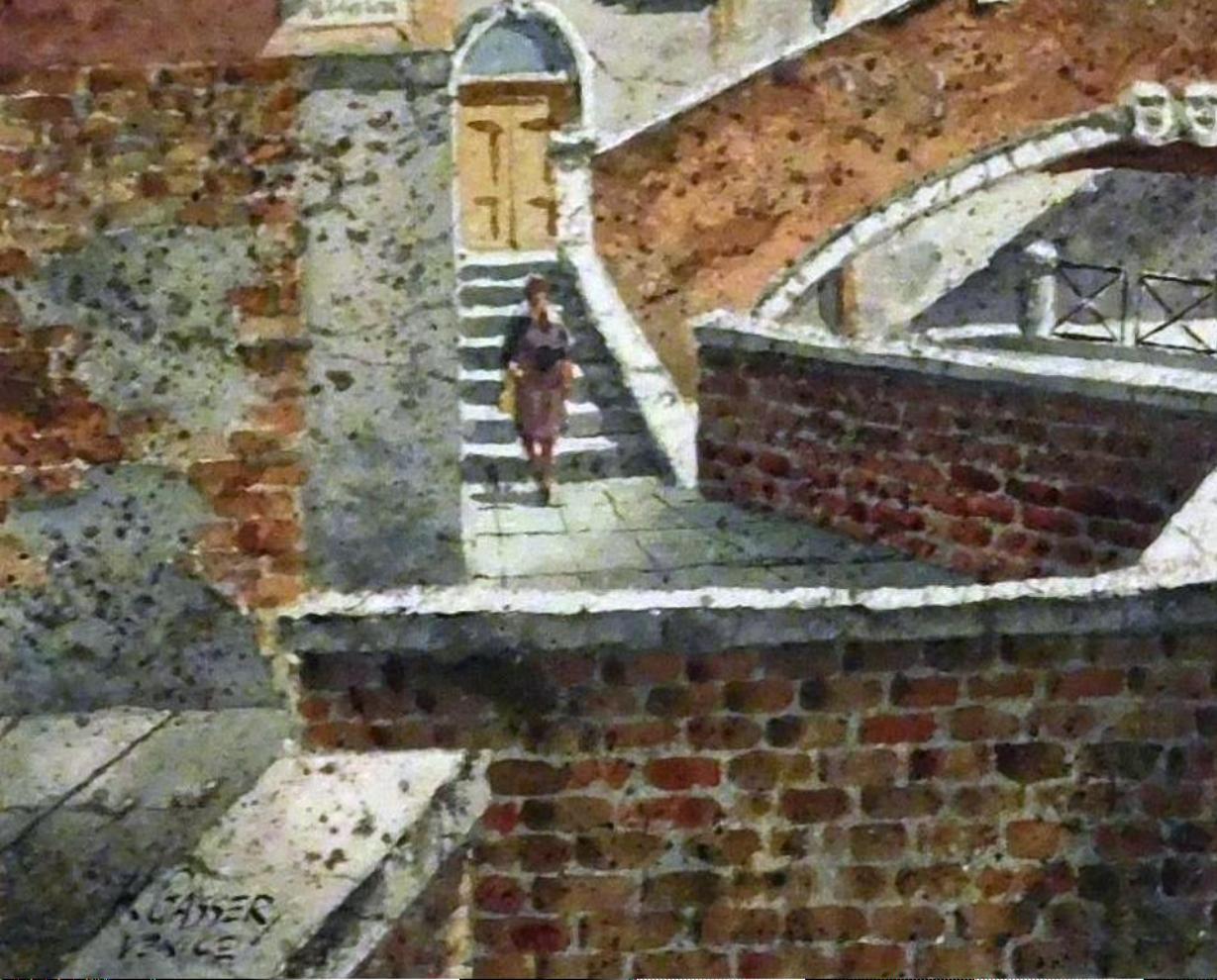 Henry Gasser Acquerello Soggetto italiano Venezia - Art di Henry Martin Gasser