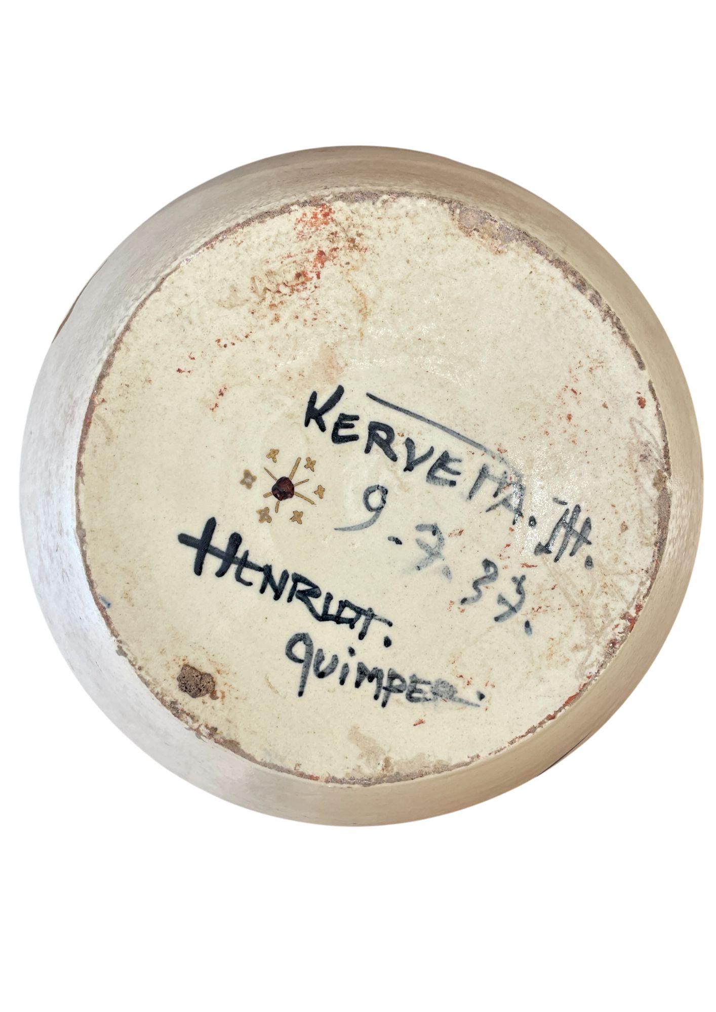Grand vase de la Faïencerie Henriot Quimper en vente 4
