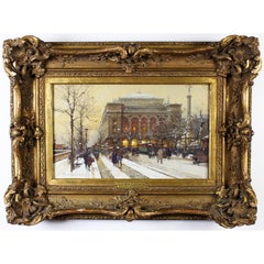 Une belle aquarelle et gouache parisienne du 19ème siècle