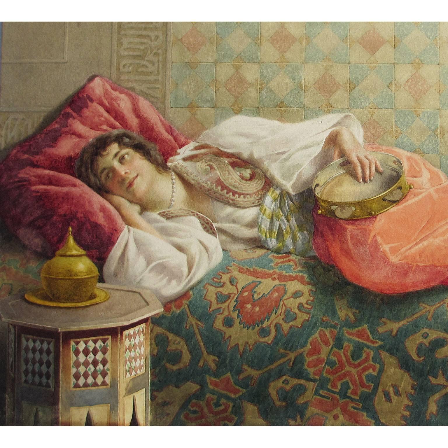 Francesco Ballesio (Italiener, 1860-1923). Ein feines orientalistisches Bleistift- und Aquarell mit Gummiarabikum auf Papier mit der Darstellung 