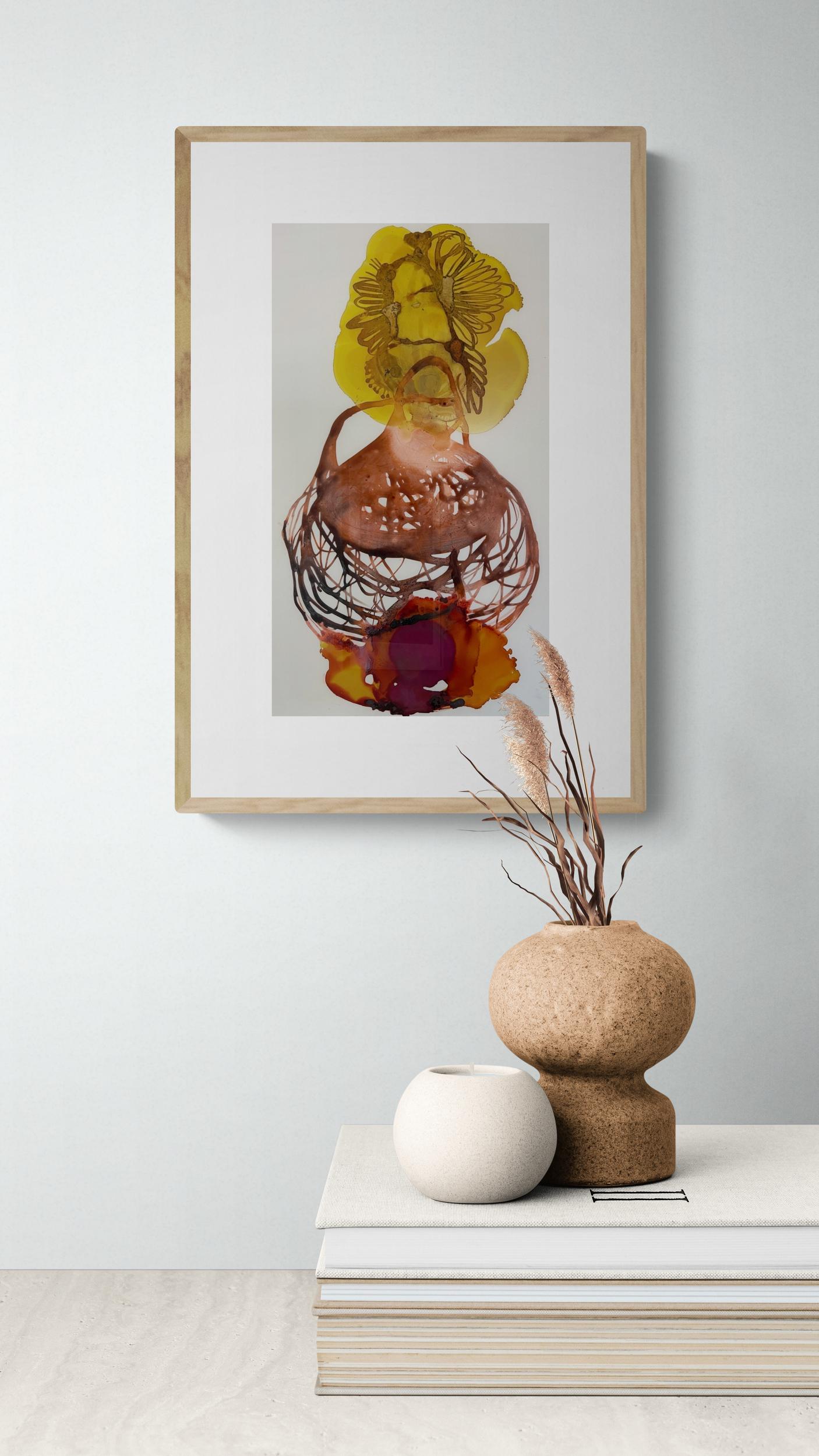 Raíces vivas - Abstract Painting Beige de Paula Valenzuela