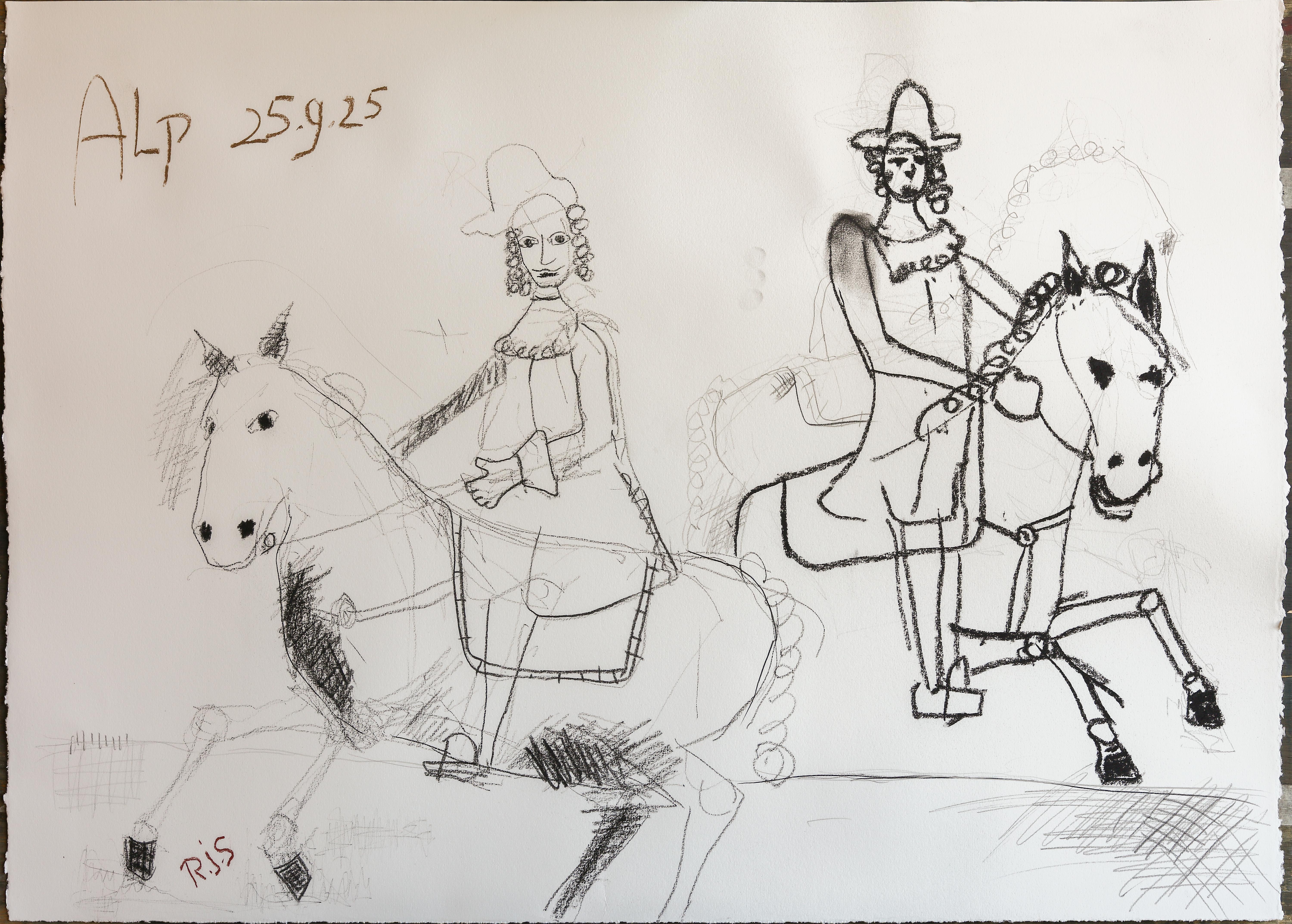 Contemporary Charcoal Drawing on 100% Cotton Paper, 56 x 76 cm. Rembrandt