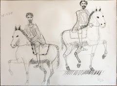 Contemporary Horse Drawing on 100% Cotton Paper, 56 x 76 cm. Marcus Aurelius