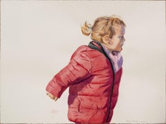 Fille avec une plume rose