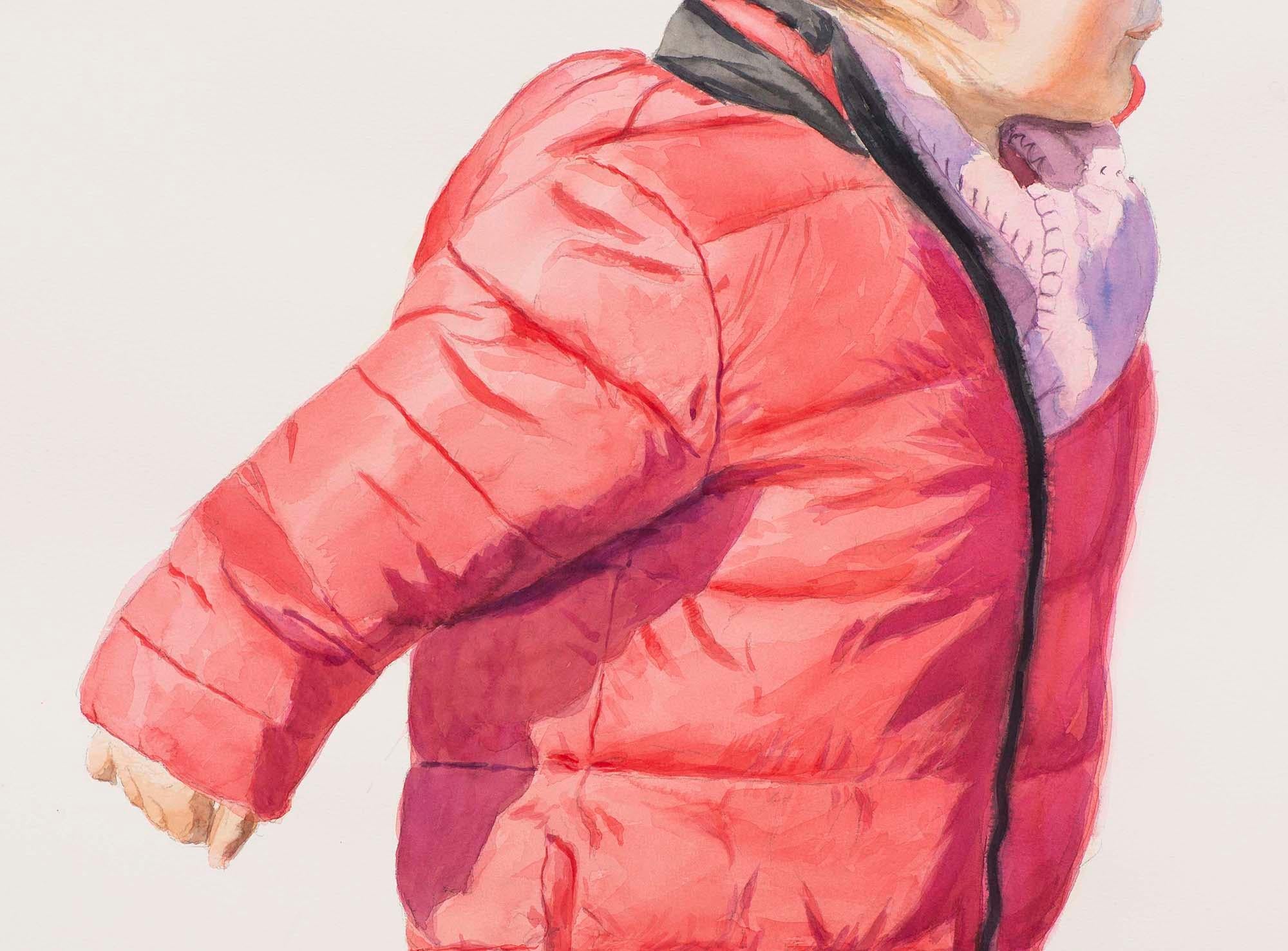 Ragazza con piuma rosa - Art Realismo di Juan Álvarez Cebrián