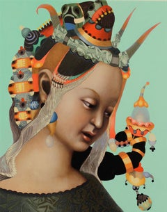 MUJER #11 - Realismo contemporáneo / Retrato femenino / Tocado enjoyado